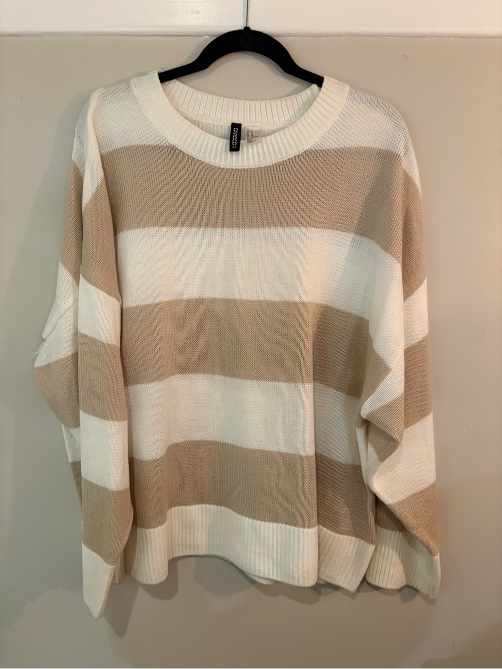 H&M Striped Crewneck Sweater - Cream & Beige